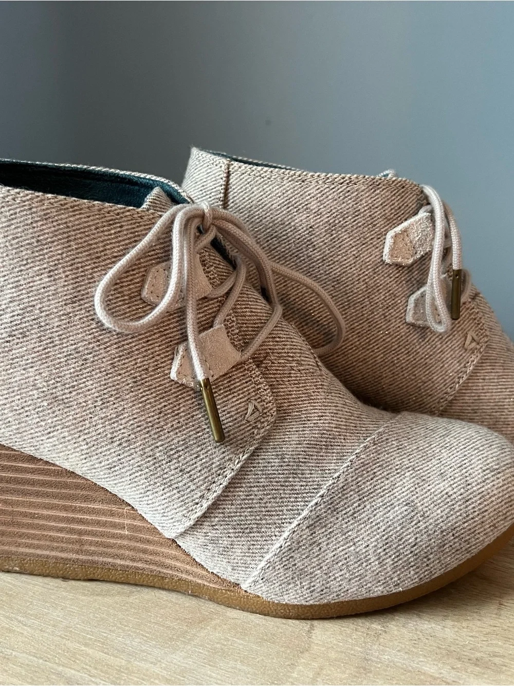 Toms Women's Lace-Up Ankle Booties in Light Taupe